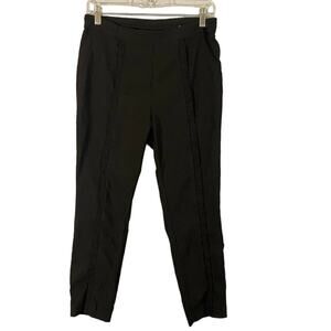 Soft Surroundings Black Ruffled Seam Side Zip Career Ankle Pants Women Sz MP